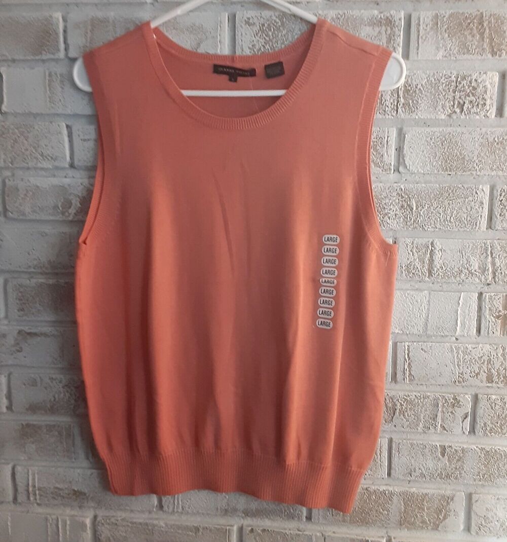 Jeanne Pierre sz L Sleeveless Sweater Nectar New